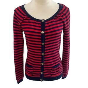 Tommy Hilfiger Cotton Cashmere Long Sleeve red and blue striped cardigan Size S